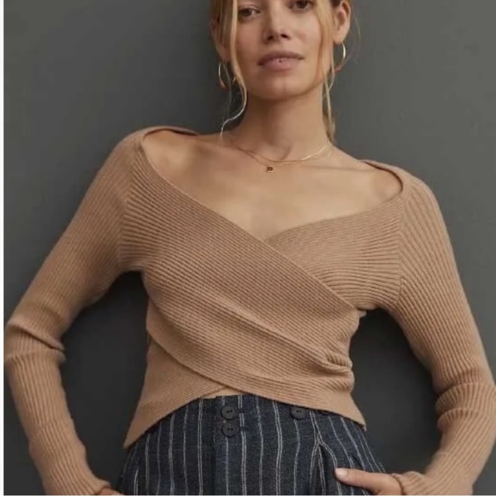 Maeve Surplice Faux Wrap Sweater